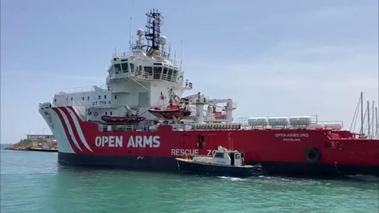 Open Arms' new boat heading to the port of Barcelona on May 22, 2022 (by Open Arms via ACN)